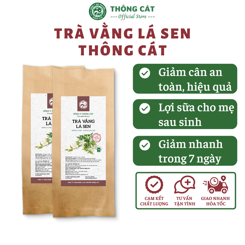Trà vằng lá sen Đông y gia truyền Thông Cát , Trà Vằng lá sen - giảm cân nhanh cấp tốc, tan mỡ bụng, giảm mỡ đùi, lợi sữa chỉ sau 7 ngày - Trà thảo mộc Thông Cát