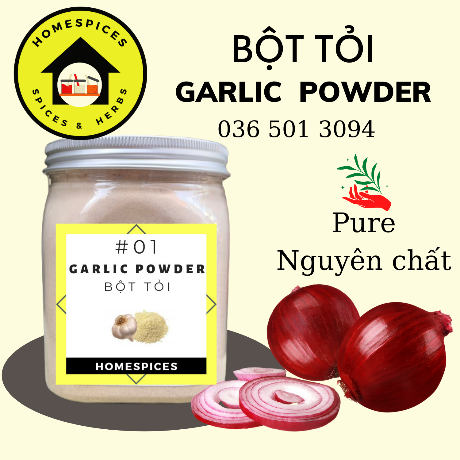 500g bột tỏi garlic powder nguyên chất siêu sạch thích hợp ăn kiêng eat clean healthy meal HOMESPICES gia vị của mọi nhà
