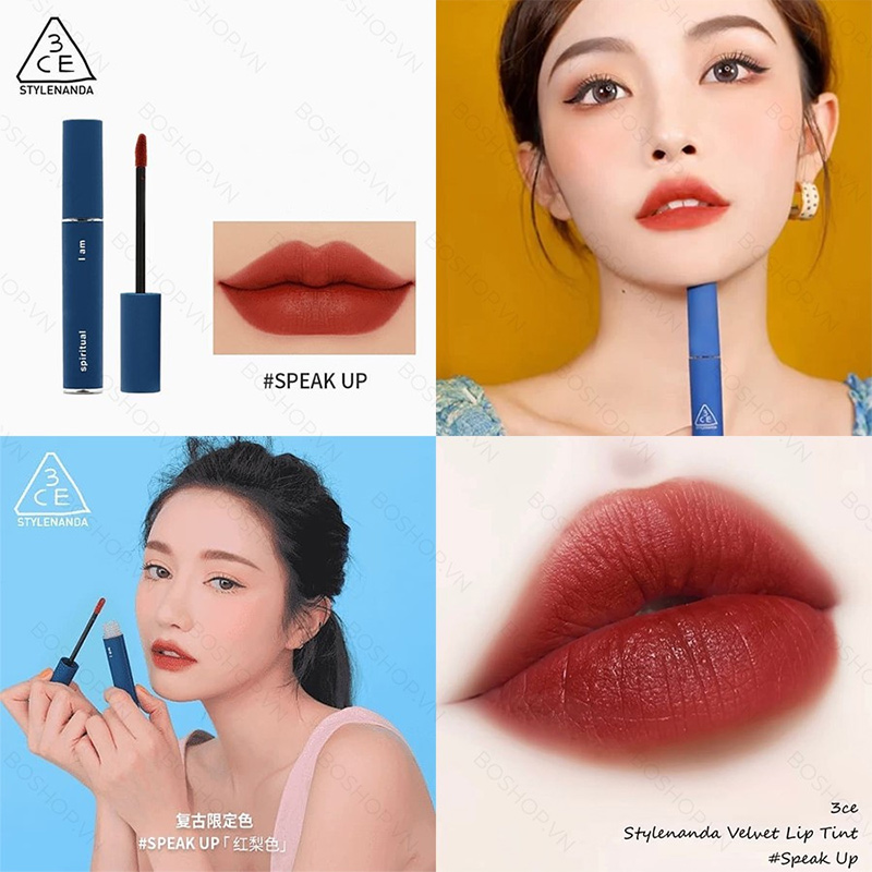 SON 3CE MẪU MỚI VỎ XANH MÀU ĐỎ NÂU