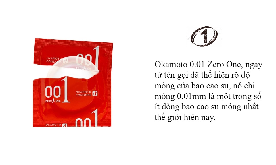 Bao cao su OKAMOTO 0.01 Zero One cực siêu mỏng 0.01mm - Hộp 2 cái 5