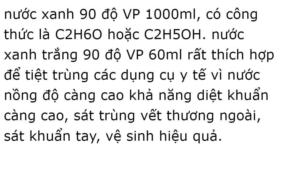 Nước 90 độ 1000ml Vĩnh Phúc, diệt khuẩn dụng cụ y tế, bề mặt trong y tế.vi khuẩn, Sát trùng vết thương: sát trùng tay, các vật dụng trong gia đình, bề mặt đồ vật., Vệ sinh dụng cụ y tế, dụng cụ Drviet 61 Nước 90 độ 1000ml Vĩnh Phúc, diệt khuẩn dụng cụ y tế, bề mặt trong y tế.vi khuẩn, Sát trùng vết thương: sát trùng tay, các vật dụng trong gia đình, bề mặt đồ vật., Vệ sinh dụng cụ y tế, dụng cụ Drviet
