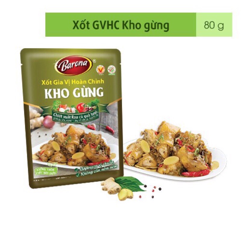 Xốt gia vị hoàn chỉnh Barona - Kho Gừng 80gr