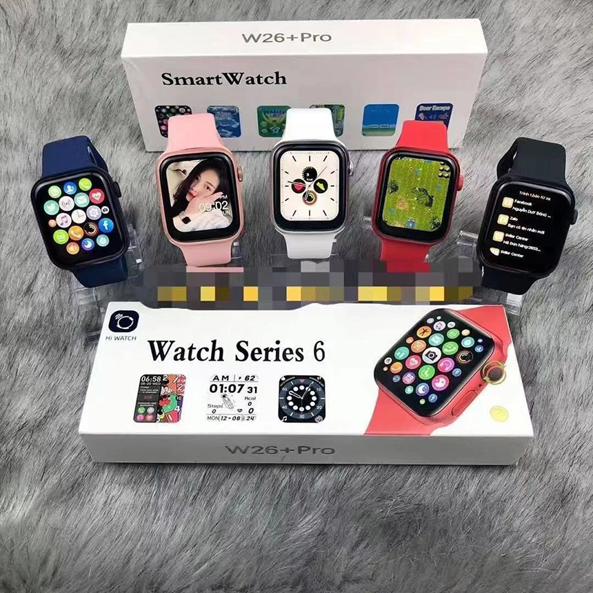 Đồng hồ thông minh W26+Pro Series7 điều khiển được bằng nút tròn hỗ trợ cài đặt hình nền  10 game full màn 44mm dùng cho cả thiết bị ios và androi