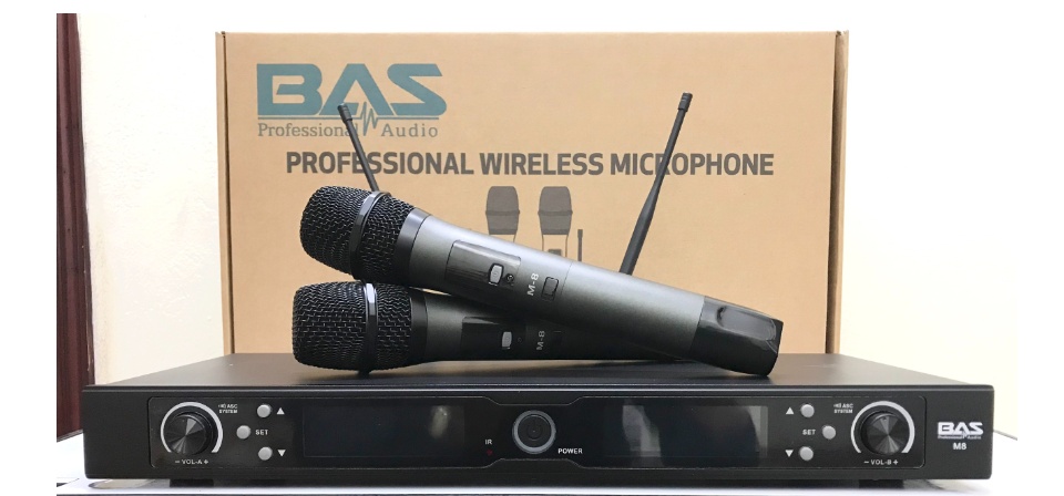 micro không dây BAS audio M8, míc hát karaoke chuyên nghiệp