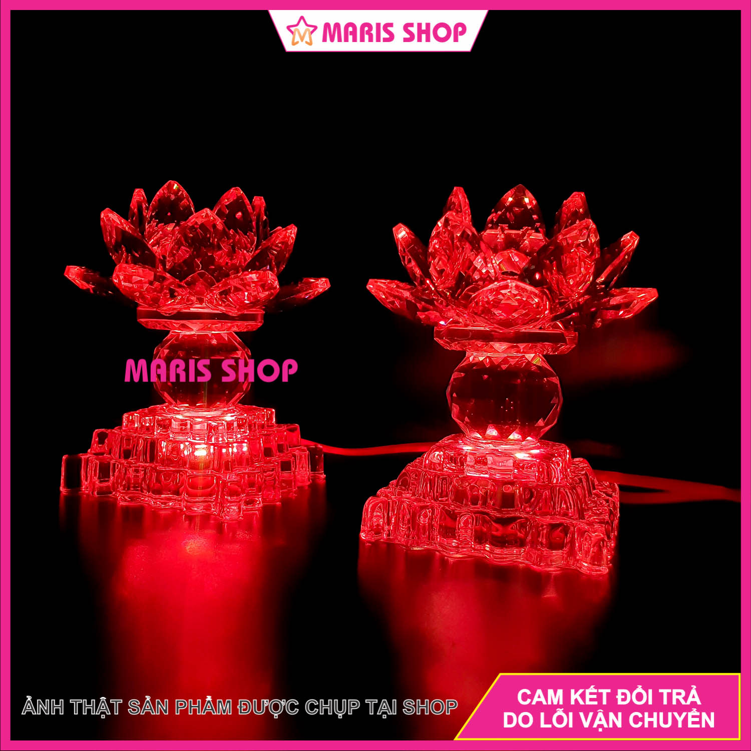 Đèn Hoa Sen Pha Lê Để Bàn Thờ Phật LED Đổi Màu, Đèn Thờ Gia Tiên Pha Lê Cao Cấp, Đèn Thờ Cúng Đẹp