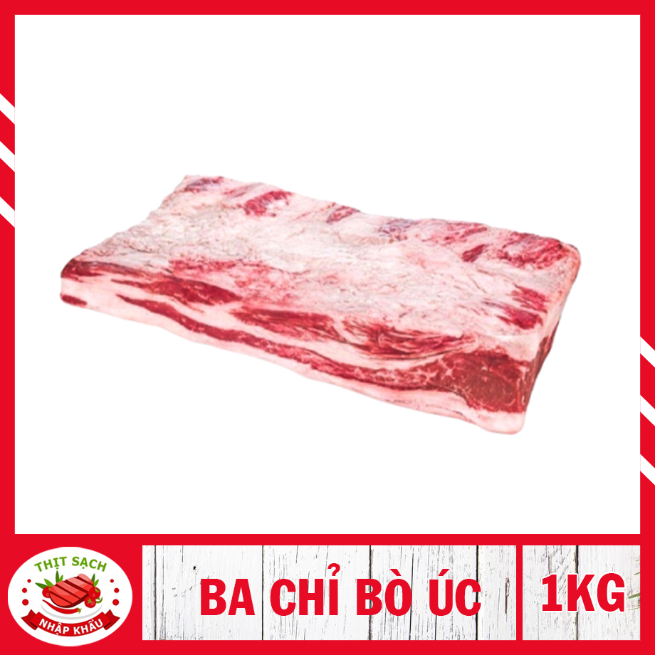 Ba rọi bò Úc nhập khẩu - ( 1kg ) Ba chỉ bò nguyên tảng chuyên dùng cho BBQ