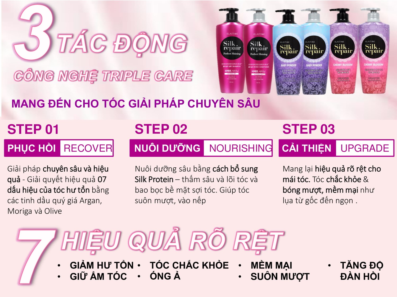 Dầu gội chăm sóc và nuôi dưỡng tóc Elastine Silk Repair Perfect Shining Gold Silk 550ml