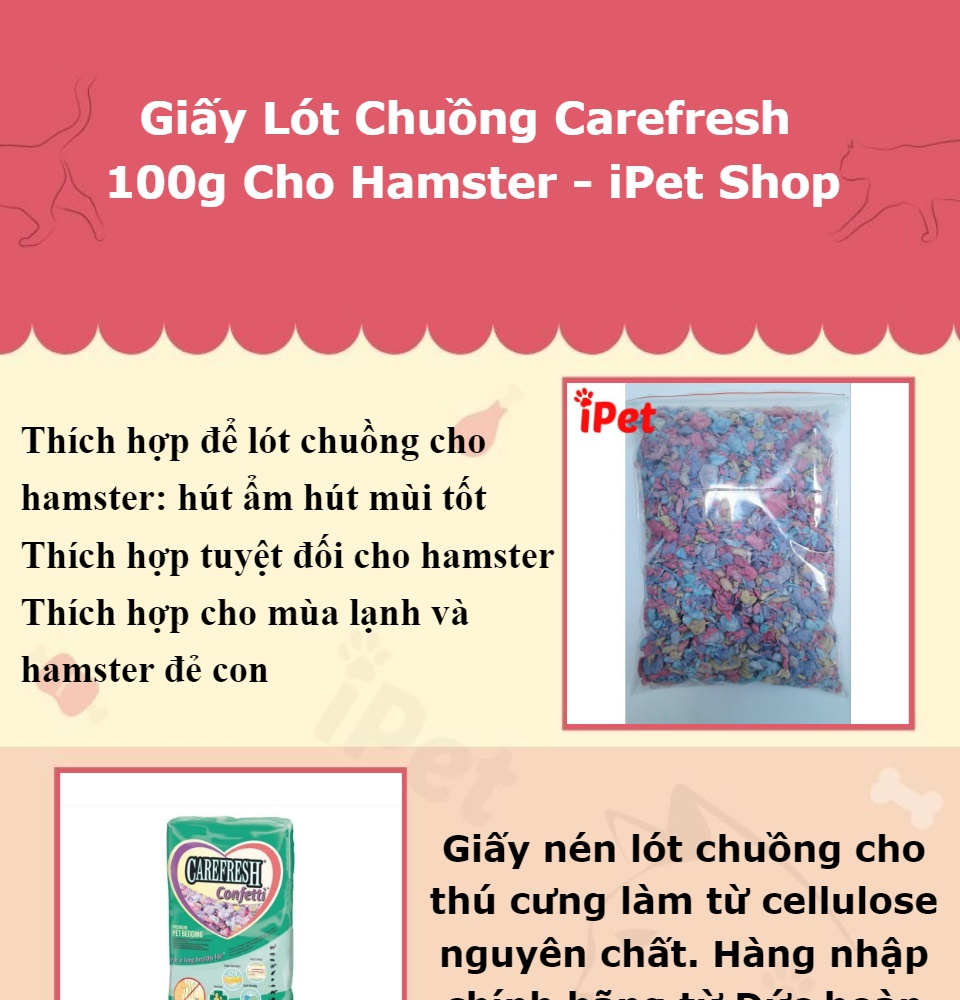 Giấy Lót Chuồng Carefresh 100g Cho Hamster - iPet Shop 1