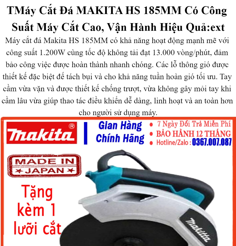 Máy cắt sắt mini MAKITA 185mm - máy cắt sắt 1 tấc 8 - thiết kế thon gọn dễ dàng sử dụng Chuyên cắt sắt, cắt gỗ, cắt nhôm …..
