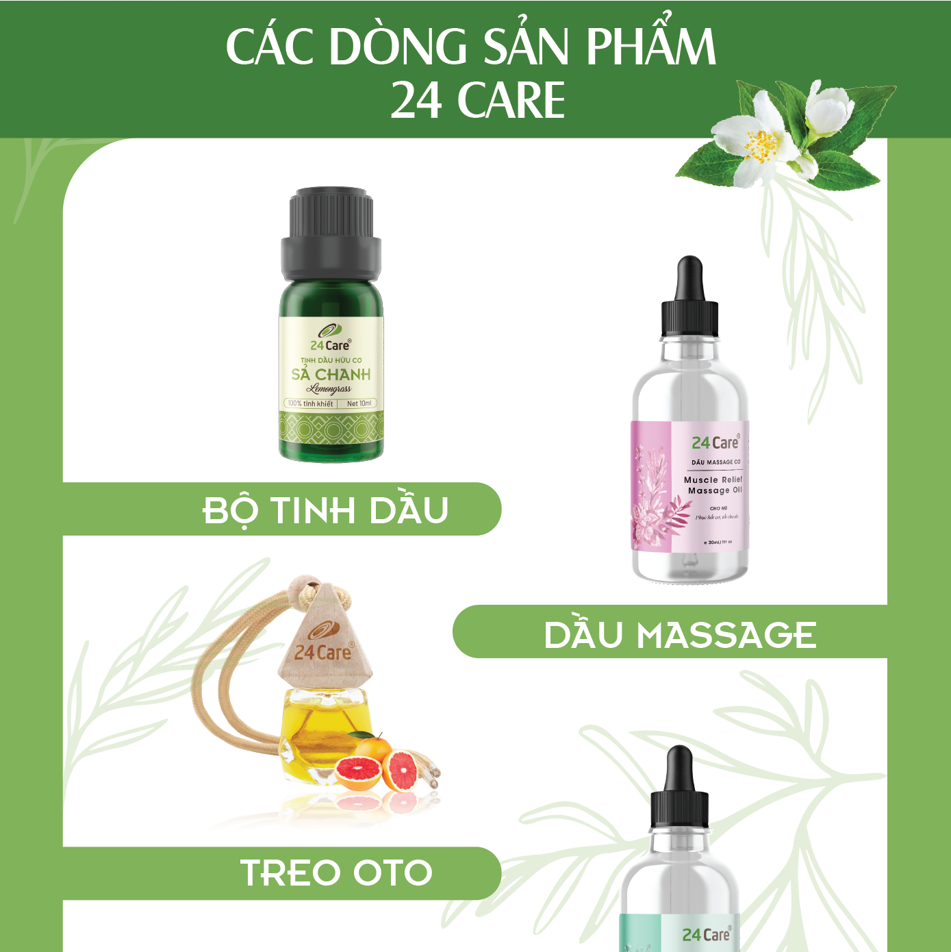 Tinh dầu Bưởi 24Care nguồn gốc thiên nhiên 100% - xông phòng, dưỡng tóc, giảm mỡ bụng 100ml