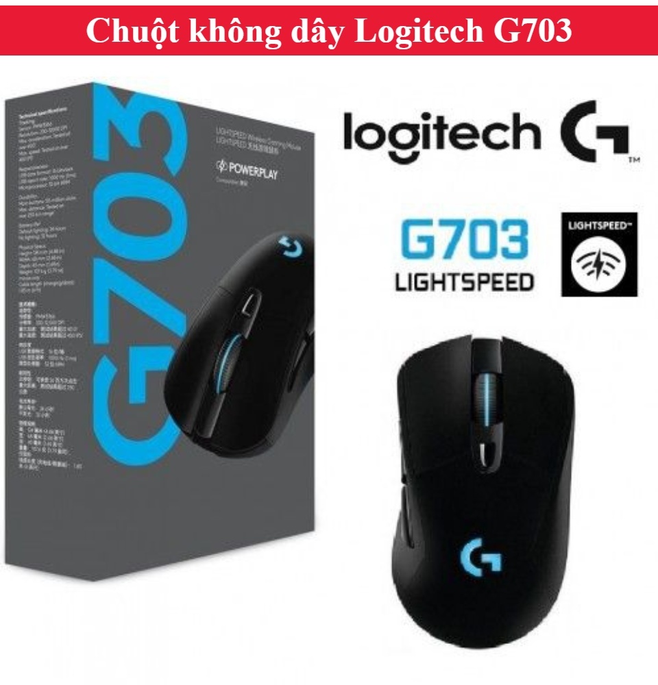 Chuột không dây Logitech G703,Chuột Gaming Không Dây,có Led - Pin sạc - Có cáp, độ bền và hiệu suất vượt trội
