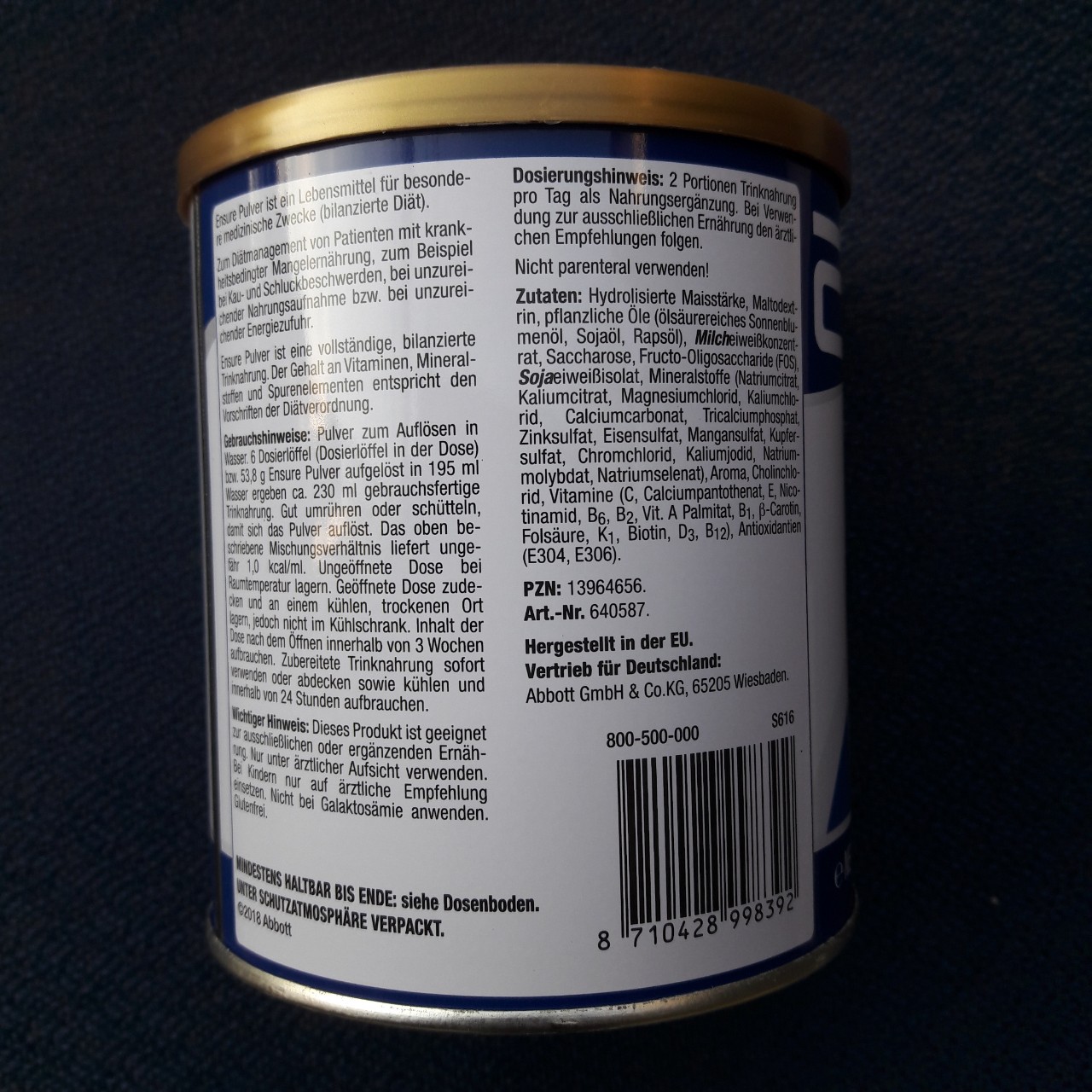 Sữa dinh dưỡng ensure Đức vị vani hộp 400g