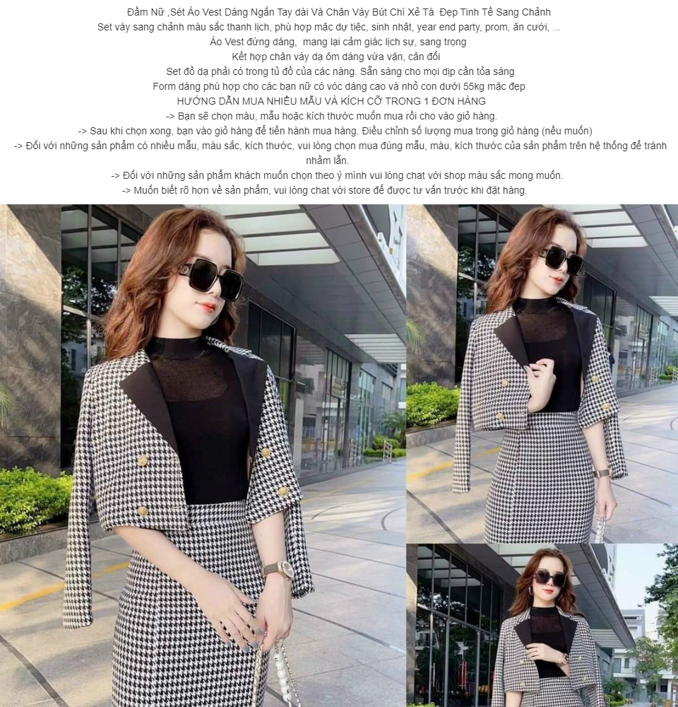 Bộ váy xếp ly dài tay phối áo vest len dệt kim - Hanyza Store