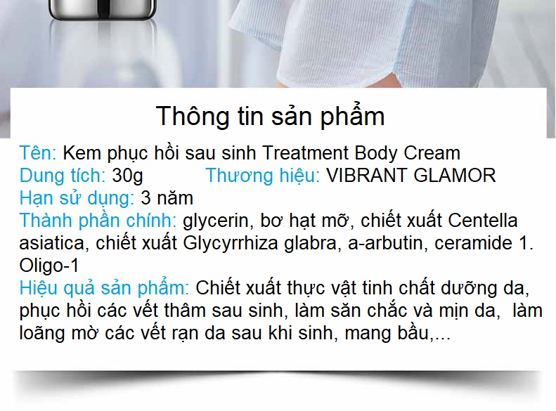 Kem Hết Rạn Da, Hết Sẹo Hiệu Quả Treatment Body Cream Thương Hiệu VIBRANT GLAMOUR Làm Trắng Và Săn Chắc Mịn Mượt Chống Lão Hóa