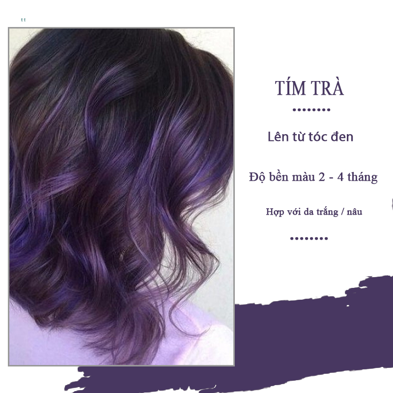 Thuốc nhuộm tóc màu TÍM TRÀ không cần thuốc tẩy tóc coiang88