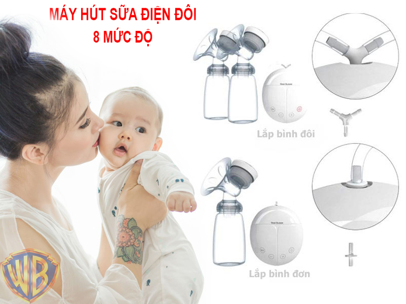 Máy Vắt Sữa, Máy hút sữa điện đôi  8 Mức Độ Hút, Chế độ Massage, Hút Khỏe, Hút Êm, Kích Sữa Mẹ Về Nhanh. Bảo hành Uy Tín -MS 05