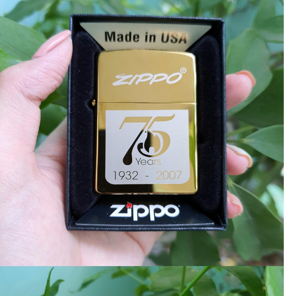 Bật Lửa Zippo Mỹ Đồng Kỷ Niệm 75 Năm 1932-2007 Đồng Nguyên