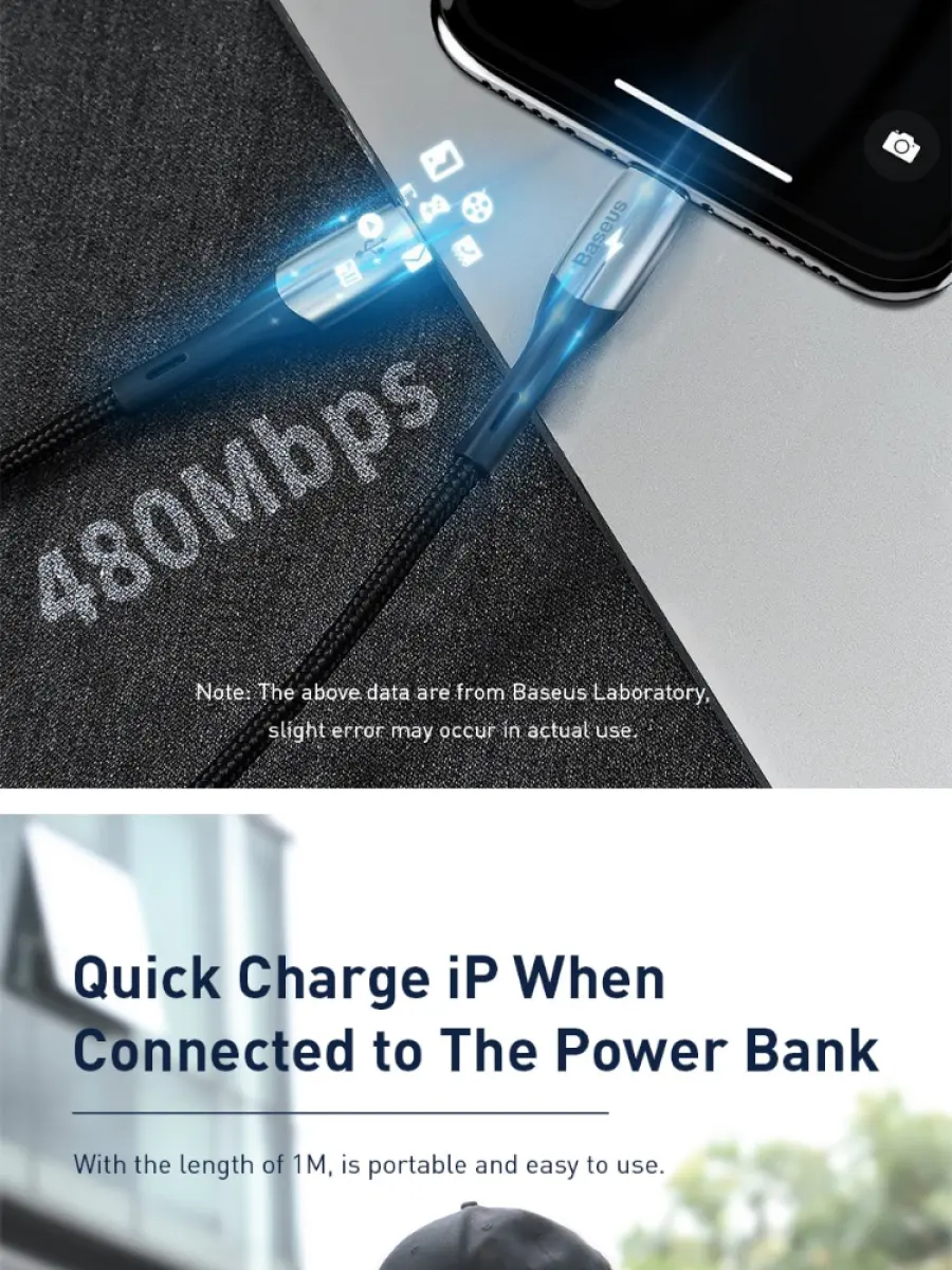 Cap Sạc Nhanh Va Truyền Dữ Liệu Tốc độ Cao Type C Lightning Baseus Cho Iphone 8 8 Plus Iphone X 18w Pd Quick Charging Cap Bọc Kẽm Chống Gay đứt