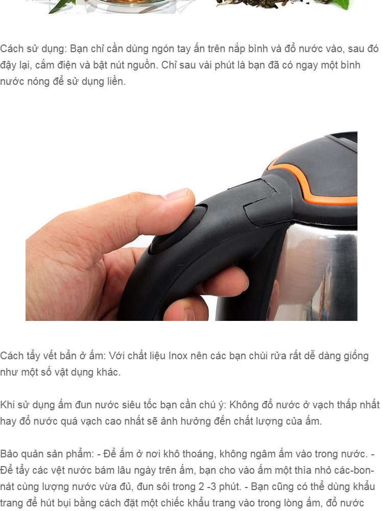 [HCM]Ấm đun nước siêu tốc Electric Kettle 1.8L (Mới 100%)