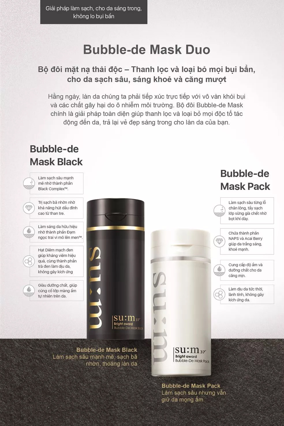 Mặt nạ sủi bọt Sum 4.5ml/gói  - Mặt nạ thải độc Sum 37; Mặt nạ thải độc Su:m37; Mặt nạ sủi bọt trắng đen Sum; Nạ sủi bọt Sum 37