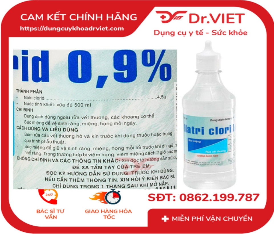Dung Dịch Natri Clorid 0.9% Pharmedic Súc Miệng, Rửa Vết Thương Chai 500Ml [Chính hãng] - Vệ sinh răng, miệng, họng mỗi ngày, dung dịch được dùng ngoài rửa vết thương