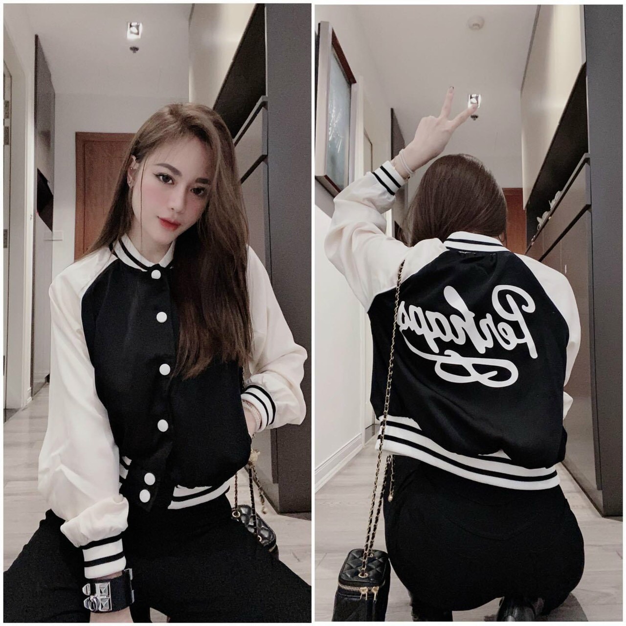 ÁO BOMBER LỤA HÀNG 2 LỚP CHỮ IN Ở LƯNG SL002