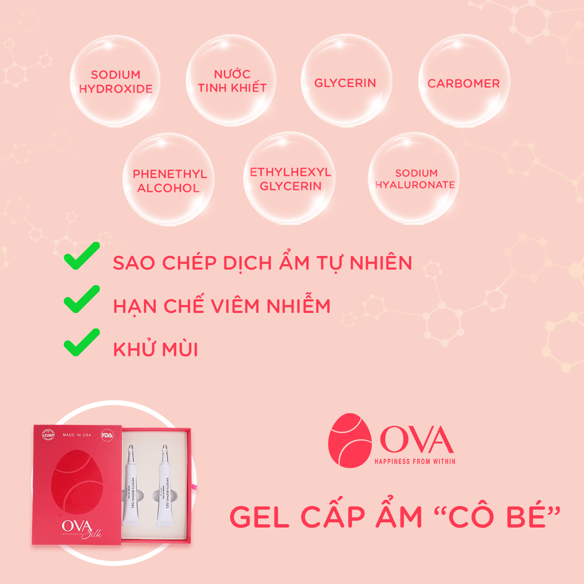 Gel bôi trơn quan hệ tăng khoái cảm cho nữ chính hãng Ovasilk USA giảm tình trạng khô rát, cấp ẩm âm đạo, an toàn cho vùng kín 120g