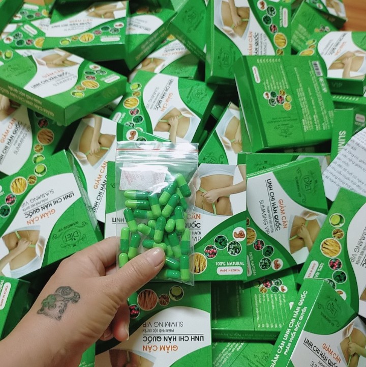 GIẢM CÂN LINH CHI H.Q SLIMMING VIP 30VIEN -tặng kèm 15v detox