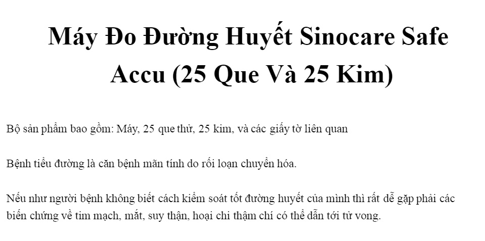 Máy Đo Đường Huyết Sinocare Safe Accu (25 Que Và 25 Kim)