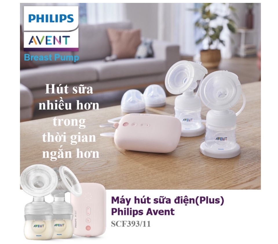 Máy Hút Sữa Điện Đôi Philips Avent Eureka SCF393/11:4973