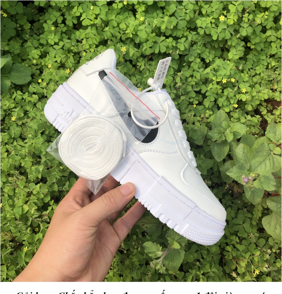 Giày sneaker Nike Air Force One Pixel trắng móc đen mẫu mới nhất 2022, đế  phân tầng [FULL BOX + TẶNG DÂY] Giày thể thao Nike AF1 Pixel trắng móc đen  