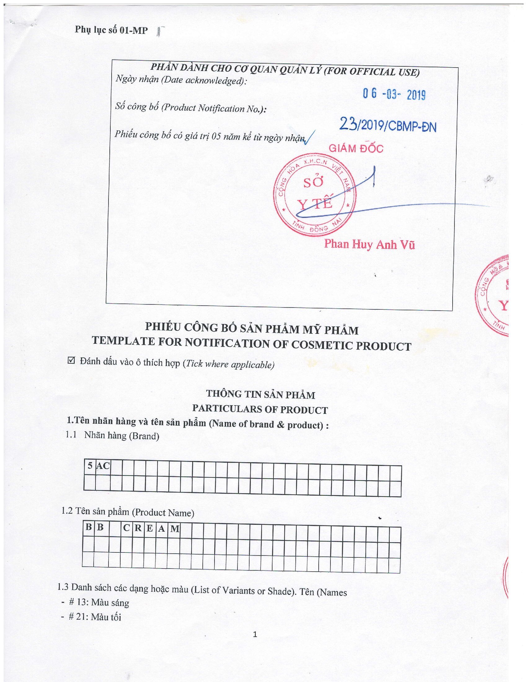 Kem chống nắng 5AC Hàn Quốc dưỡng trắng nâng tone da, giữ ẩm 60ml