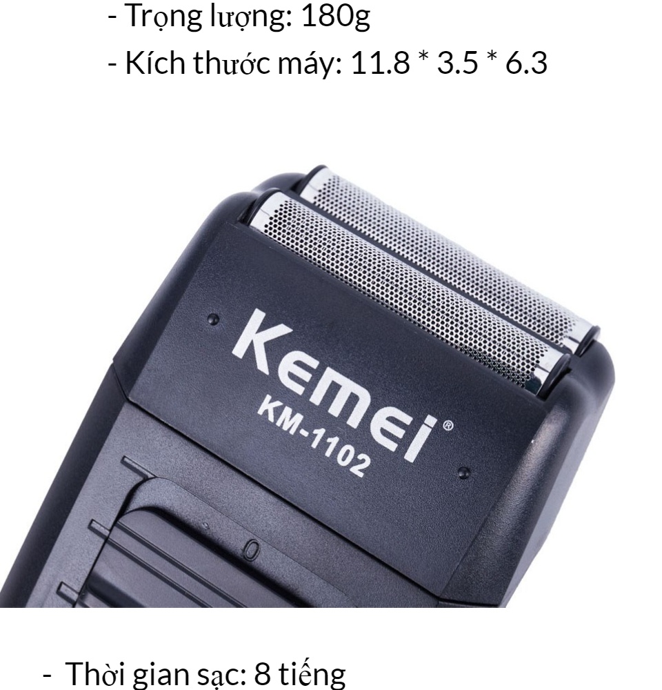 Mây cạo râu Kemei KM-1102 công suất mạnh mẽ 2 lưỡi kéo chuyên dụng cạo