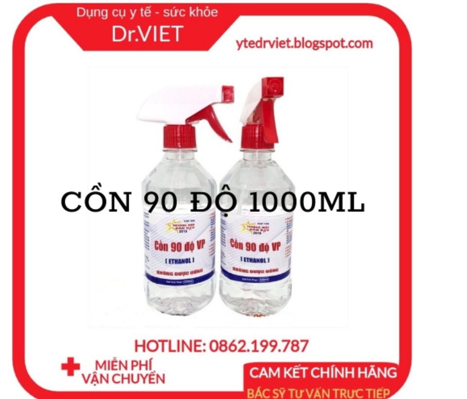 Cồn 90 độ Vĩnh Phúc 1000ml dùng để Vệ sinh dụng cụ y tế, dụng cụ làm mỹ phẩm, đồ chứa, bao bì, diệt khuẩn dụng cu y tế, bề mặt trong y tế, sát khuẩn tay, sát trùng vế thương, diệt vi khuẩn bề mặt - DrViet 60 Cồn 90 độ Vĩnh Phúc 1000ml dùng để Vệ sinh dụng cụ y tế, dụng cụ làm mỹ phẩm, đồ chứa, bao bì, diệt khuẩn dụng cu y tế, bề mặt trong y tế, sát khuẩn tay, sát trùng vế thương, diệt vi khuẩn bề mặt - DrViet