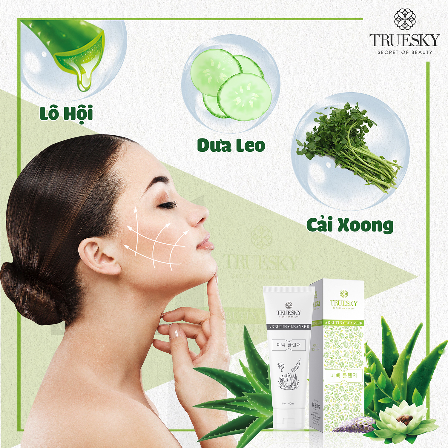 Sữa rửa mặt tạo bọt trắng da Truesky 60ml