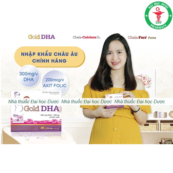 Gold DHA - Giúp bổ sung DHA và axit folic cho phụ nữ có thai và cho con bú (Hộp 30 Viên) HN Uni Pharmacy