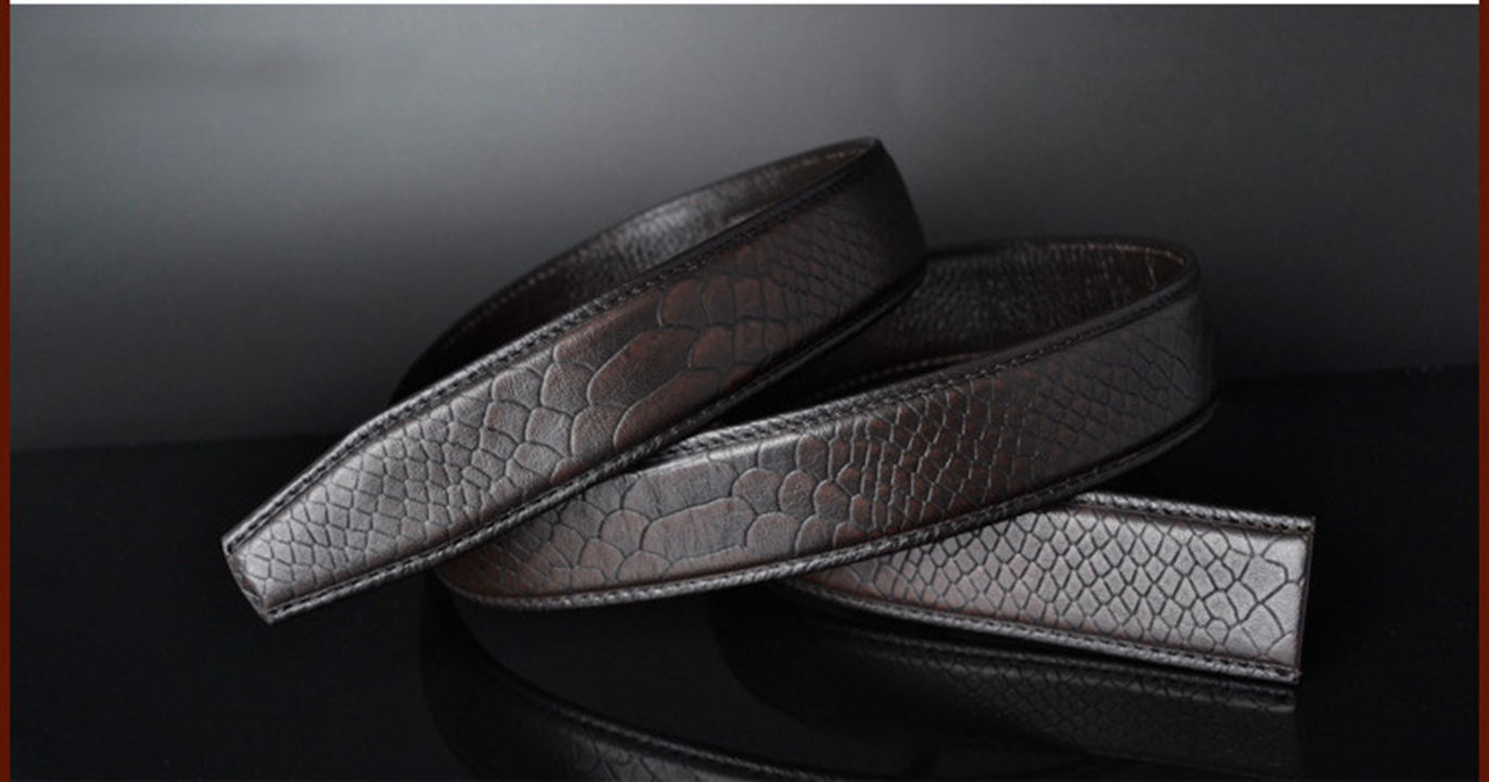 dây nịt nam, dây thắt lưng dùng cho khóa tự động thời trang da bò dập vân vảy rông