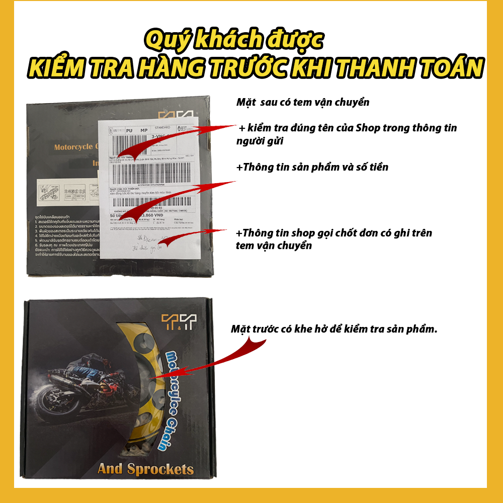 Nhông sên dĩa Yaz / Exciter 135, màu vàng, thông số 42T-14T, chất liệu thép SCM cao cấp, xuất xứ Thái Lan, bảo hành 6 tháng - T&T Tây Thành Shop chuyên nsd yaz