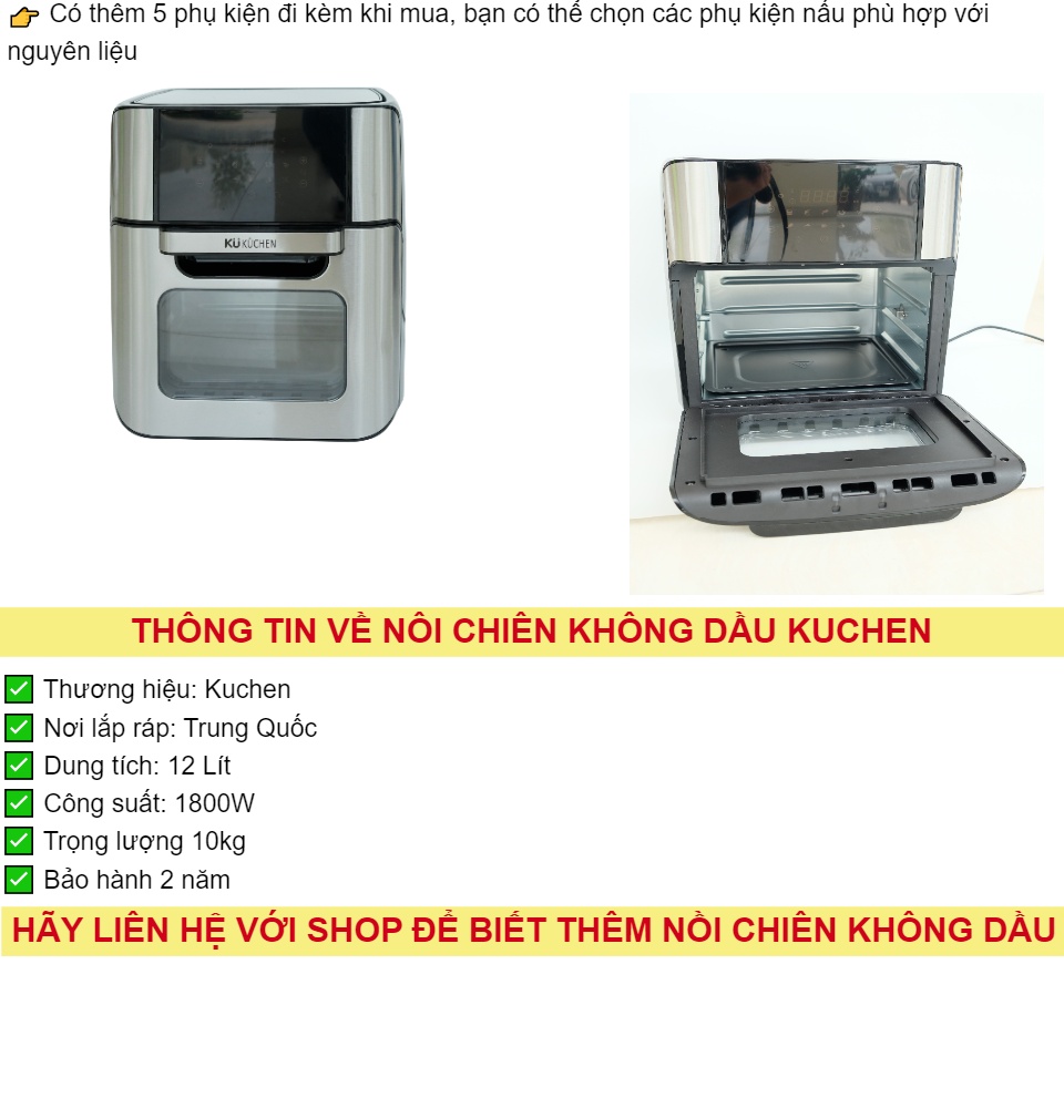 Nồi chiên không dầu Kuchen thương hiệu của Đức giúp chị em không biết nấu