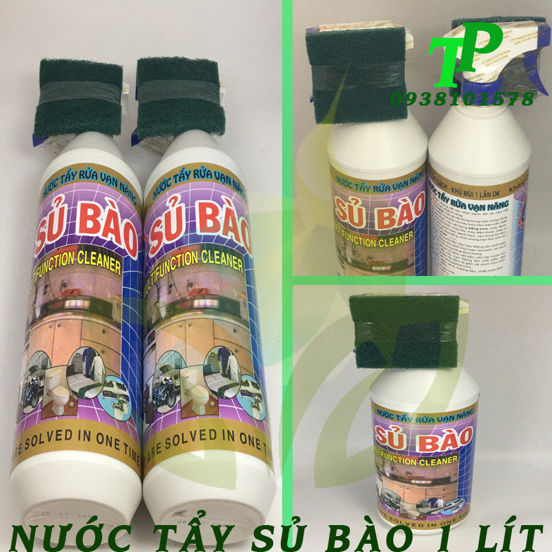 Nước tẩy rửa vạn năng Sủ bào chai 1 lít có tặng kèm miếng chùi