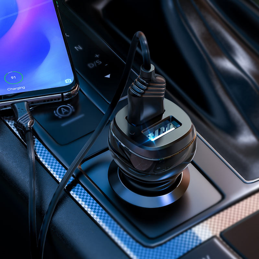 Cốc sạc nhanh Hoco Z40, 2 cổng USB, công suất tối đa 12W cho ô tô , Tẩu sạc xe hơi Z40 dành cho mọi thiết bị