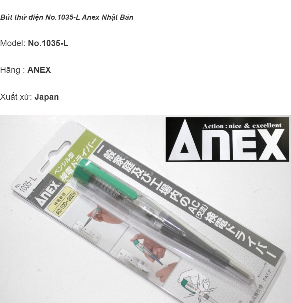 Bút thử điện đèn led Anex Nhật Bản- bút thử điện điện quang- bút thử điện cảm ứng- bút thử điện- bút thử điện âm tường- bút thử điện điện từ-bút thử điện từ xa- bút thử điện hiện số