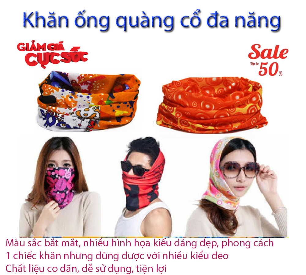 Khăn Bịt Mặt, Khăn Đi Phượt, Bán Combo (1 cái) Khăn Ống Đa Năng, Chất Liệu Thun Cotton Mềm, Mát, Co Dãn Tốt, Giảm Giá Sốc Lên Tới 50%
