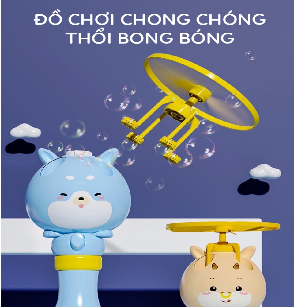 Đồ chơi cây thổi bong bóng xà phòng kèm chong chóng bay thiết kế hiện đại hoạt hình ngộ nghĩnh 6
