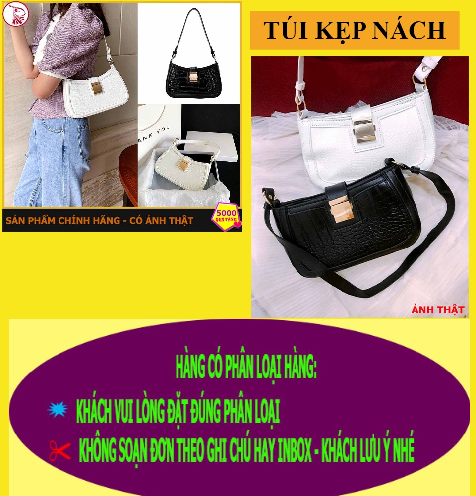 MẪU MỚI HÓT Túi Kẹp Nách Khóa Vuông Nữ Vintage Vân Da Rắn XÁCH TAY Cực Đẹp MÀU ĐEN TRẮNG ( CÓ ẢNH CHỤP THẬT) 1