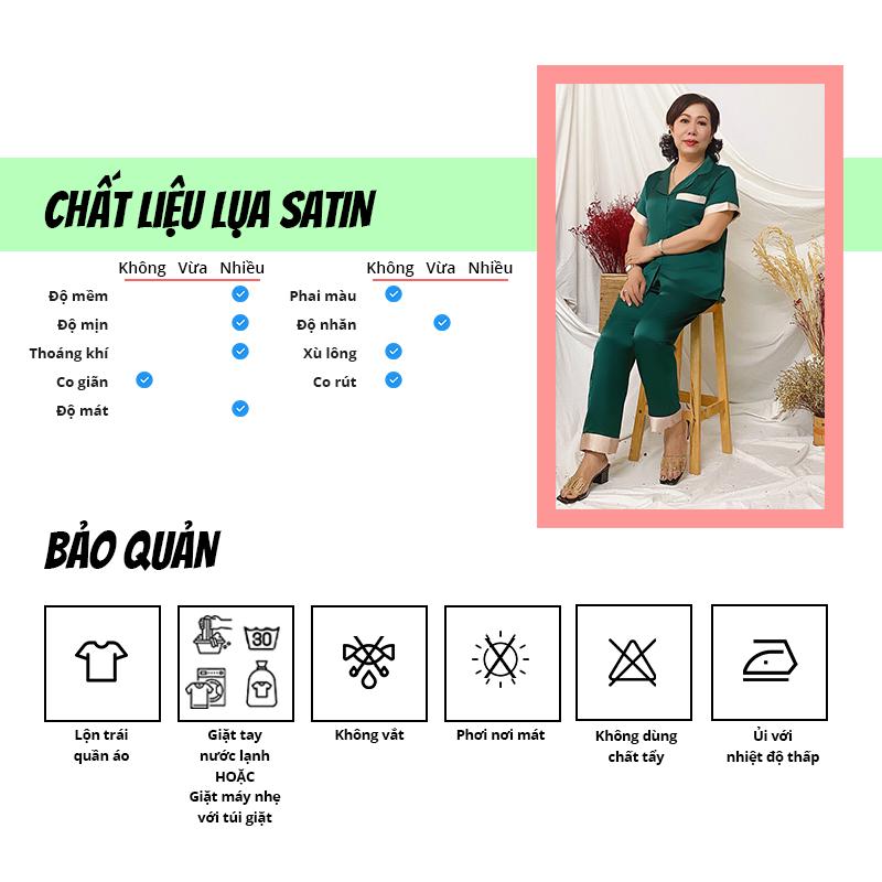Đồ bộ nữ SBORG bộ pijama lụa satin cao cấp mềm mịn mát, quần áo phối nẹp đơn giản sang trọng có túi sâu bigsize 45-85kg quà tặng Mẹ trung niên và vợ, đồ đôi mẹ và con gái thuận tiện mặc nhà, ngủ và ra ngoài