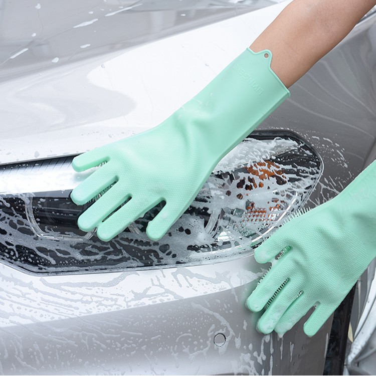 Găng tay rửa bát silicon cao su tạo bọt chịu nhiệt siêu bền dọn dẹp đa năng Kaizo Mart