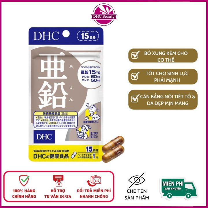 Viên kẽm DHC Nhật Bản zinc giúp ăn ngon miệng, kiểm soát nhờn giảm mụn, dưỡng tóc và móng khỏe, hỗ trợ sinh lý nam