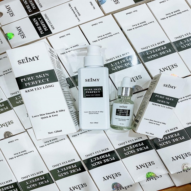 Combo Kem Tẩy Lông_ Seimy Pure Skin Perfect ( Gồm kem và serum dưỡng) Triệt Sạch Lông Chỉ Sau 5 Phút sử dụng