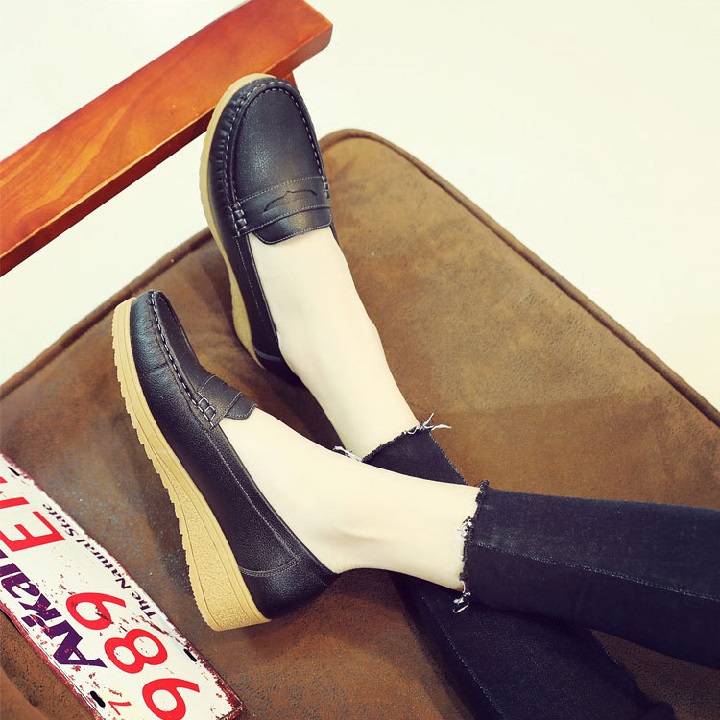 Giày Lười Nữ, Giày Mọi Nữ Thời Trang Chất Da Cao Cấp Đế Cao Su Êm Chân Thoáng Khí Chống Trơn Trượt